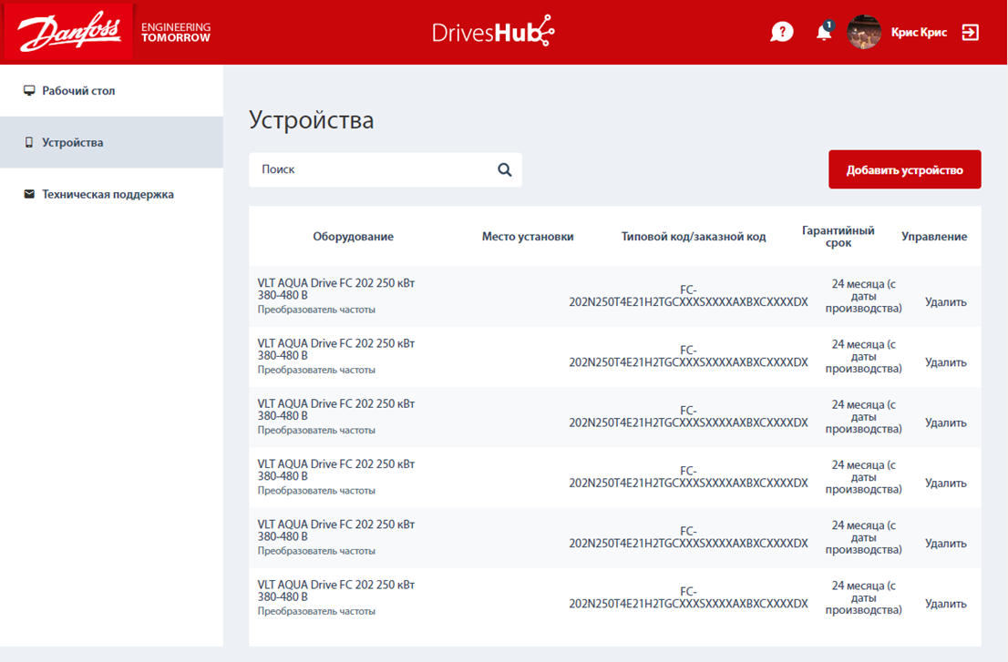 DrivesHub.ru модуль «Устройства»