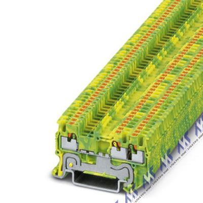 На фото: заземляющие клеммы и клеммники Phoenix Contact pt 1,5/s-twin-pe с зажимом push-in