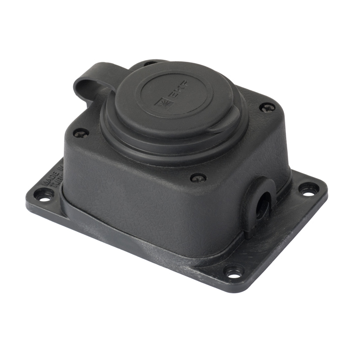 На фото: роз. одномест. с защит. крышкой каучуковая 230в 2p+pe 16a ip44 ekf pro ЭКФ (ЕКФ)
