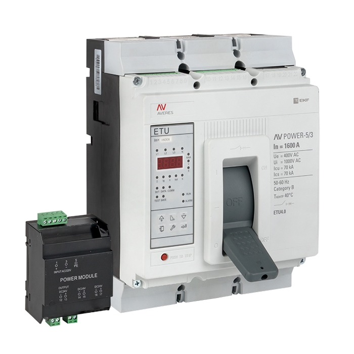 На фото: автоматические выключатели в литом корпусе av power-5/3 1600а 70ka etu4.2 ЭКФ (ЕКФ) 