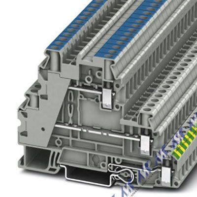 На фото: заземляющие винтовые клеммы Phoenix Contact ut 4-pe/l/n