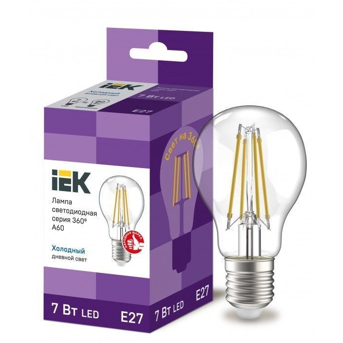 На фото: LED лампы и светильники llf-a60-7-230-65-e27-cl IEK (ИЭК) 