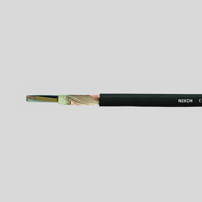 На фото: огнестойкий кабель n2xch 4x2,5/2,5 re, черный HELUKABEL 