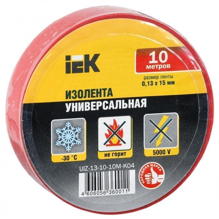 На фото: изолента uiz-13-10-10m-k04 IEK (ИЭК) 