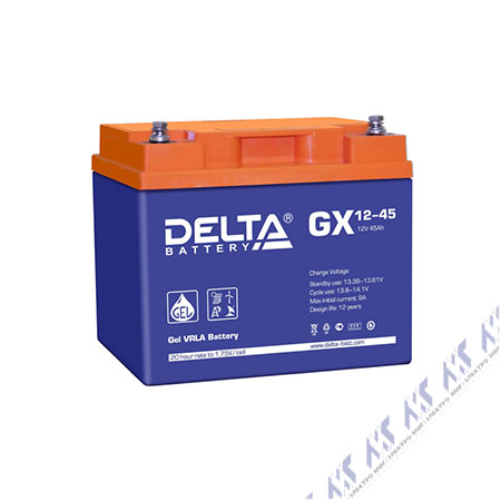 На фото: батареи и аккумуляторы DELTA GX gx 12-45 (АКБ ДЕЛЬТА)