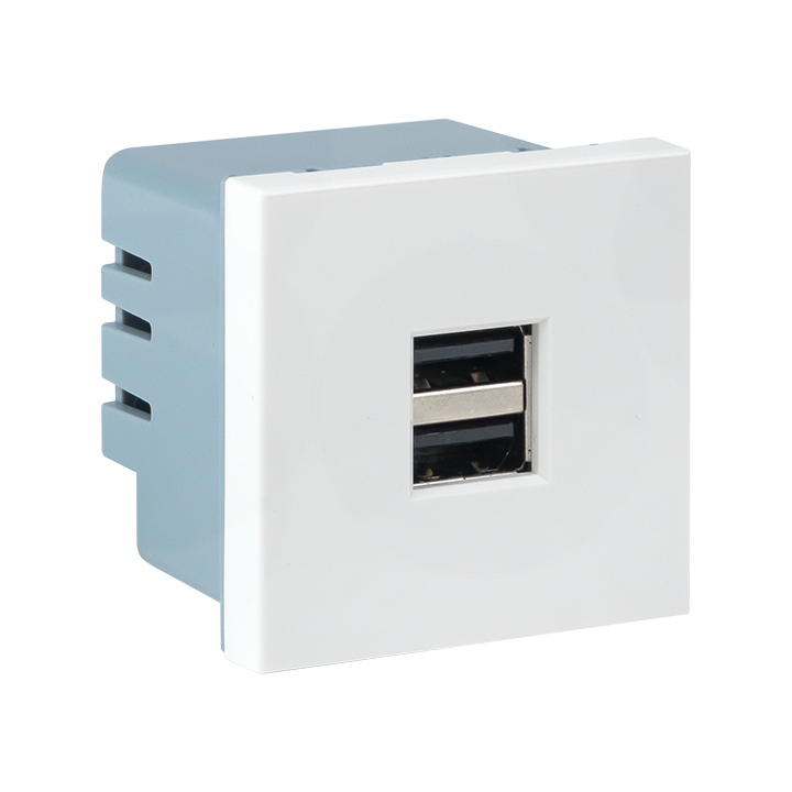 На фото: розетка usb a+a, 2.1а, 2 гнезда, без индикатора ekf ЭКФ (ЕКФ)