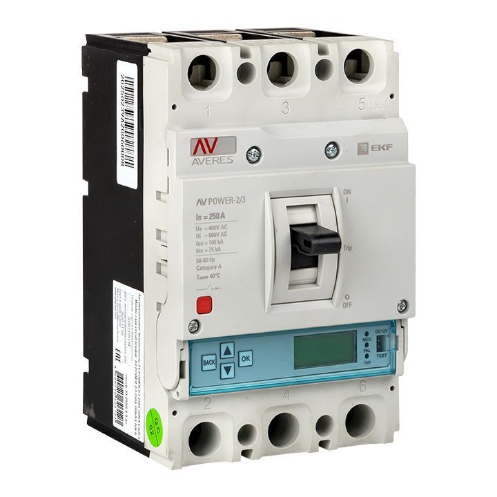 На фото: автоматические выключатели в литом корпусе av power-2/3 250а 50ka etu6.0 ЭКФ (ЕКФ) 