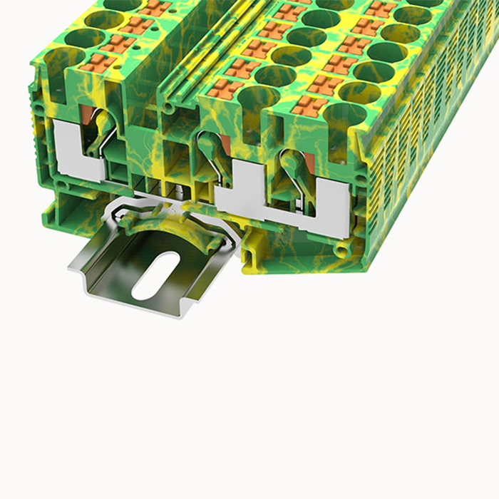 На фото: пружинные клеммы заземления ds10-tw-pe-01p-1c-00a(h) DEGSON (Дегсон) 