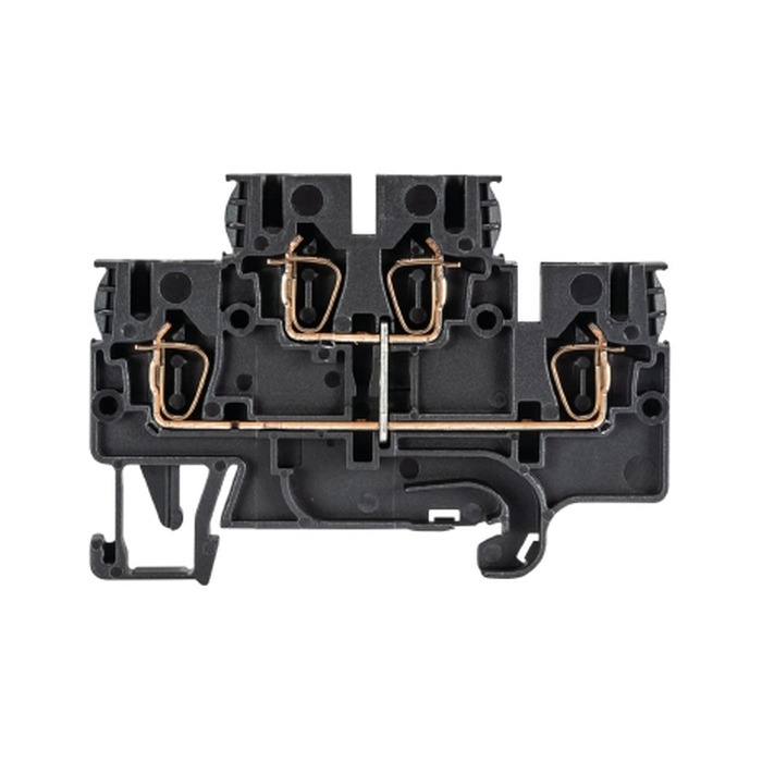 Этажная клемма, 2 этажа, тип фиксации провода: пружинный, номинальное сечение: 2,5 мм кв., 24A, 500V, ширина: 5 мм, цвет: черный, тип монтажа: DIN35 56.703.4855.1 актуальное фото