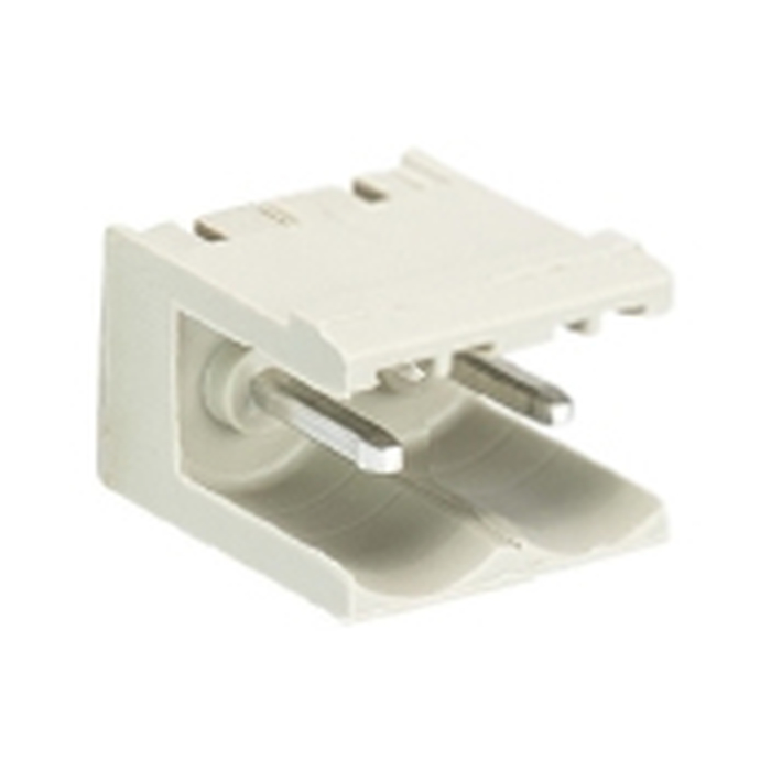 Вилочный разъем, горизонтальный, на плату, шаг: 5.0 мм, 2 полюса, фиксация на плате пайкой, исполнение: без маркировки, без боковых стенок, 400V, 12А, цвет: серый