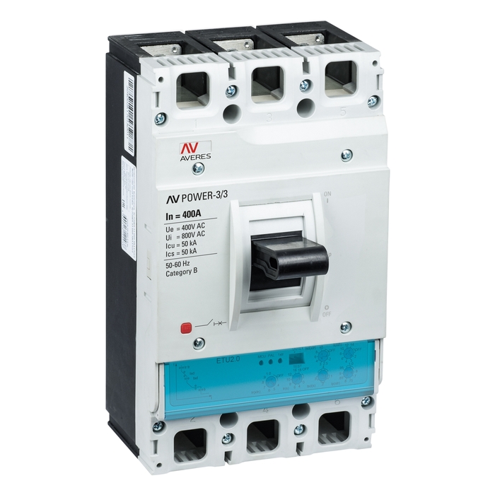 На фото: автоматические выключатели в литом корпусе av power-3/3 400а 50ka etu2.2 ЭКФ (ЕКФ) 