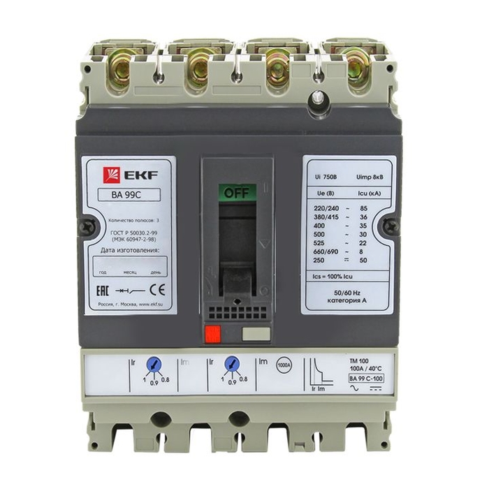 На фото: автоматические выключатели в литом корпусе ва-99c (compact ns) 630/630а 3p+n 45ка ekf ЭКФ (ЕКФ) 