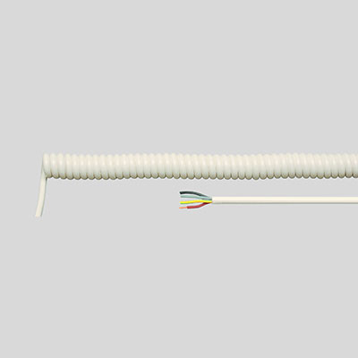 На фото: спиральный кабель спиральный кабель pvc pvc-spika wl 200мм (2x0,75 кв.мм, weis) HELUKABEL (Хелукабель)