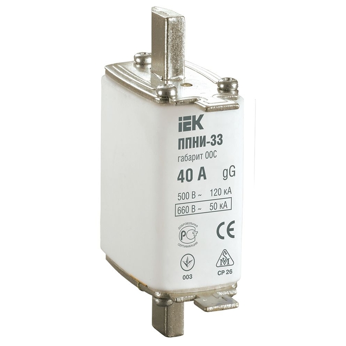 На фото: предохранители и плавкие вставки ППНИ dpp11-040 IEK (ИЭК) 