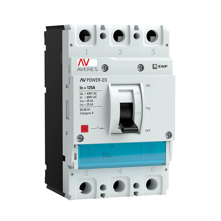 На фото: автоматические выключатели в литом корпусе av power-2/3 125а 35ka tr ЭКФ (ЕКФ) 