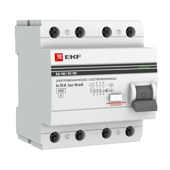 На фото: устройства защитного отключения  elcb-4-50-30-em-pro ЭКФ (ЕКФ)
