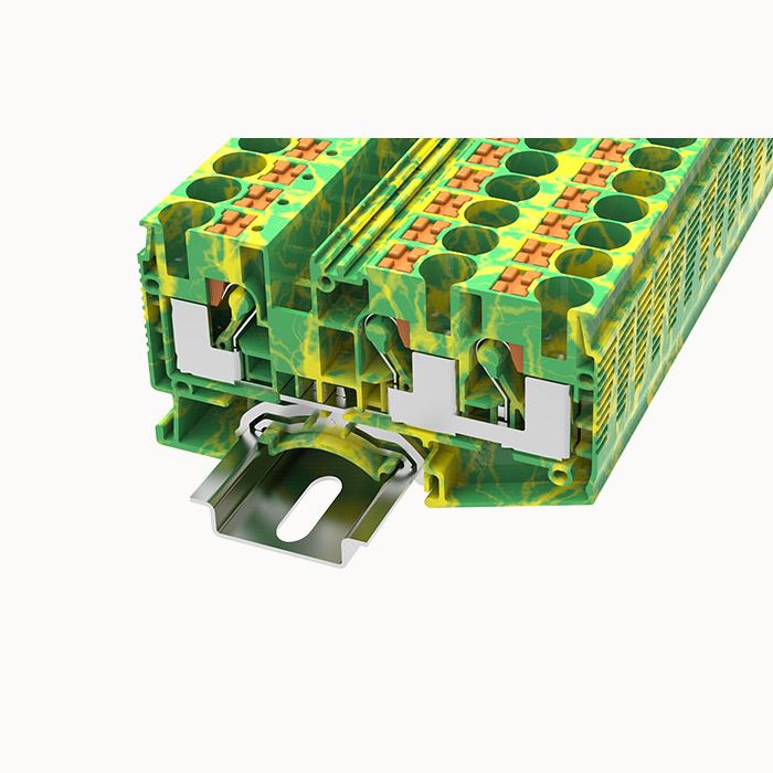 На фото: пружинные клеммы заземления ds10-tw-pe-01p-1c-00z(h) DEGSON (Дегсон) 