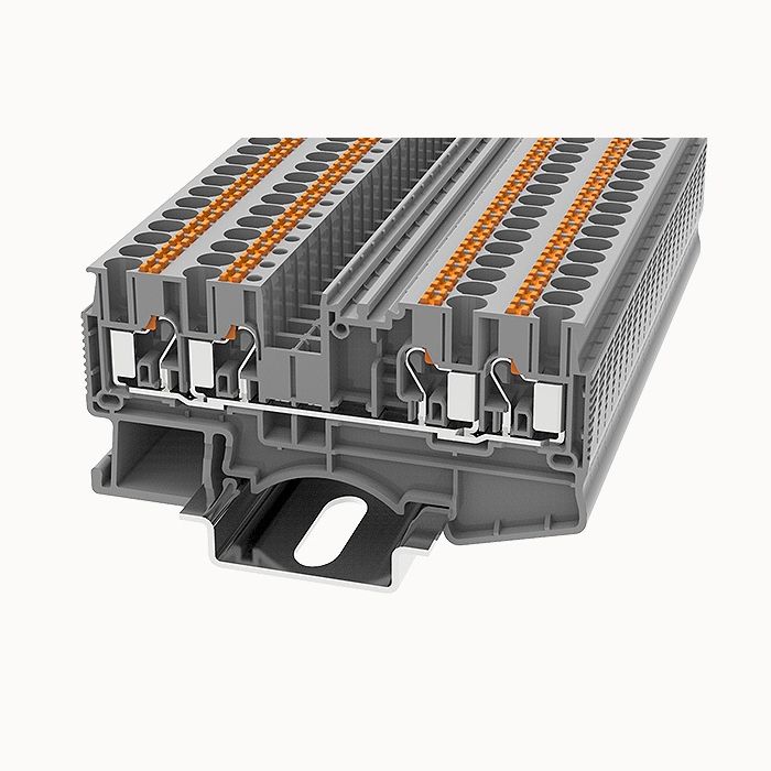 На фото: пружинные клеммы ds2.5-qu-tg-01p-11-00z(h) DEGSON (Дегсон) 