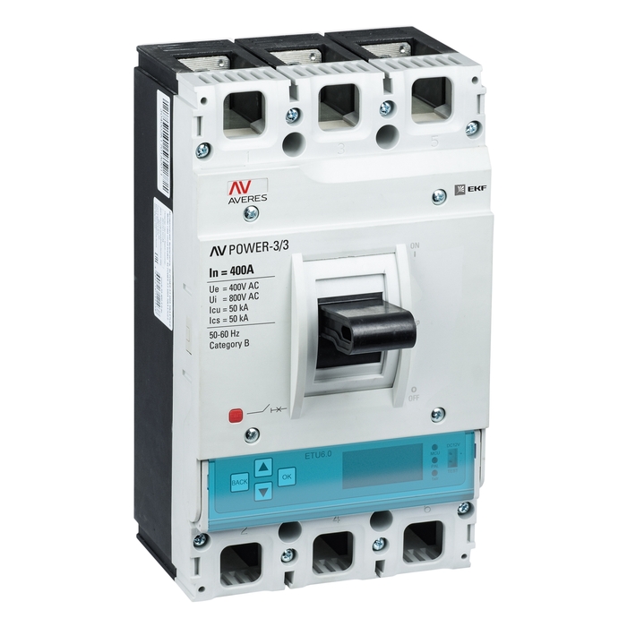 На фото: автоматические выключатели в литом корпусе av power-3/3 400а 50ka etu6.2 ЭКФ (ЕКФ) 
