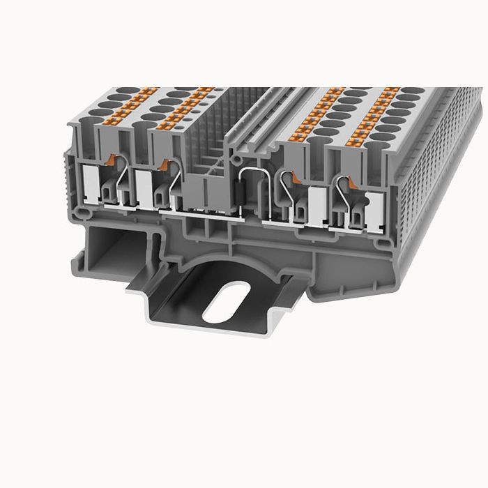 На фото: пружинные клеммы ds2.5-qu-ld r-l-01p-11-00a(h) DEGSON (Дегсон) 