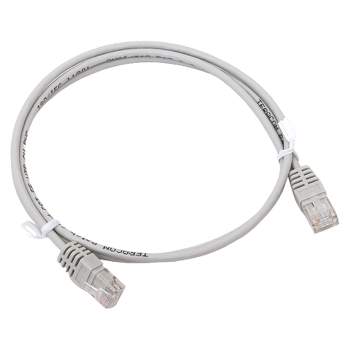 Патч-корд TERACOM Cat.5E (1Гбит/с) неэкранированный UTP оболочка PVC серый (1м) 
