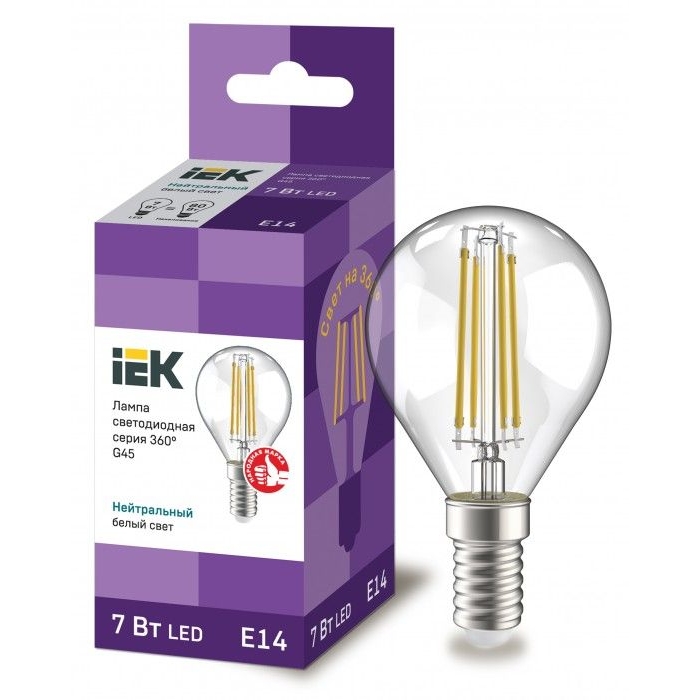 На фото: LED лампы и светильники llf-g45-7-230-40-e14-cl IEK (ИЭК) 