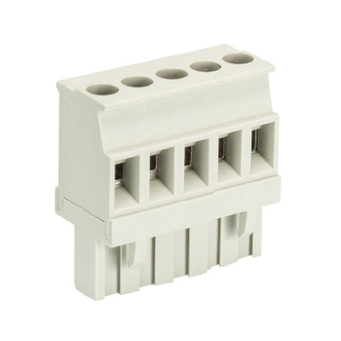 Розеточный разъем, прямой, на кабель, шаг: 5.0 мм, 5 полюсов, фиксация провода винтовая, исполнение: с маркировкой, 400V, 12А, цвет: серый