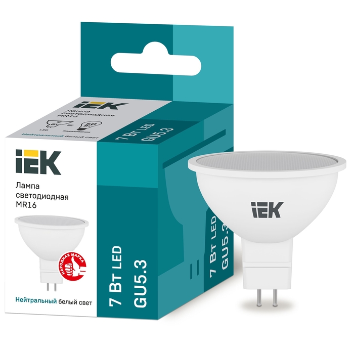 На фото: LED лампы и светильники lle-mr16-7-230-40-gu5 IEK (ИЭК) 