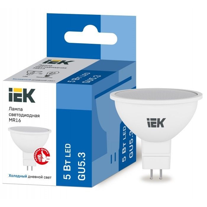 На фото: LED лампы и светильники lle-mr16-5-230-65-gu5 IEK (ИЭК) 