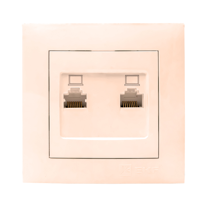 На фото: валенсия розетка компьютерная rj-45 2-местная кремовая ekf ЭКФ (ЕКФ)