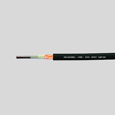 На фото: кабель силовой медный NYCY 0.6/1 KV 10X2,5RE/4 кв.мм от Helukabel 