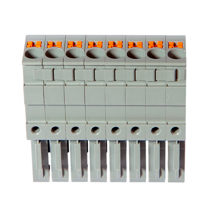 На фото: штекеры для клемм на DIN-рейку dsp2.5-h-08p-11-00z(h) DEGSON (Дегсон) 