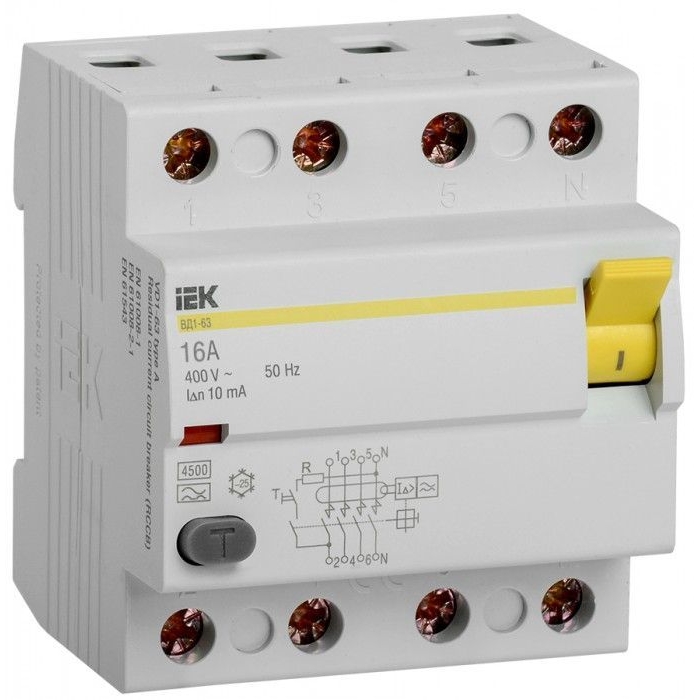 На фото: устройства дифференциальной защиты mdv11-4-016-010 IEK (ИЭК)