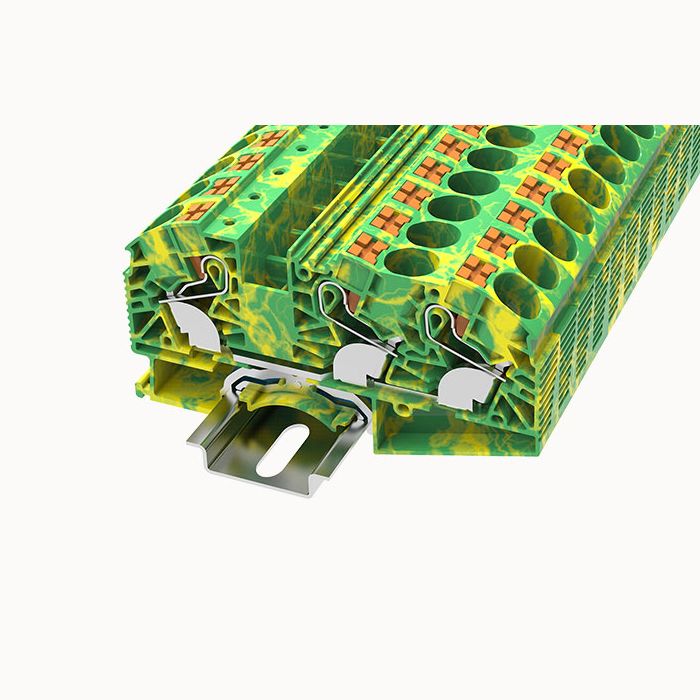 На фото: пружинные клеммы заземления ds16-tw-pe-01p-1c-00a(h) DEGSON (Дегсон) 