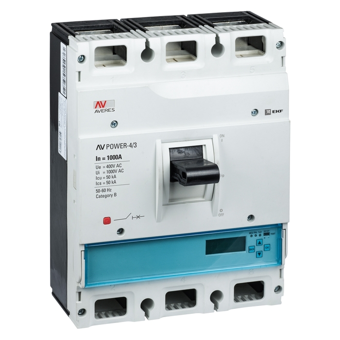 На фото: автоматические выключатели в литом корпусе av power-4/3 1000а 50ka etu6.2 ЭКФ (ЕКФ) 
