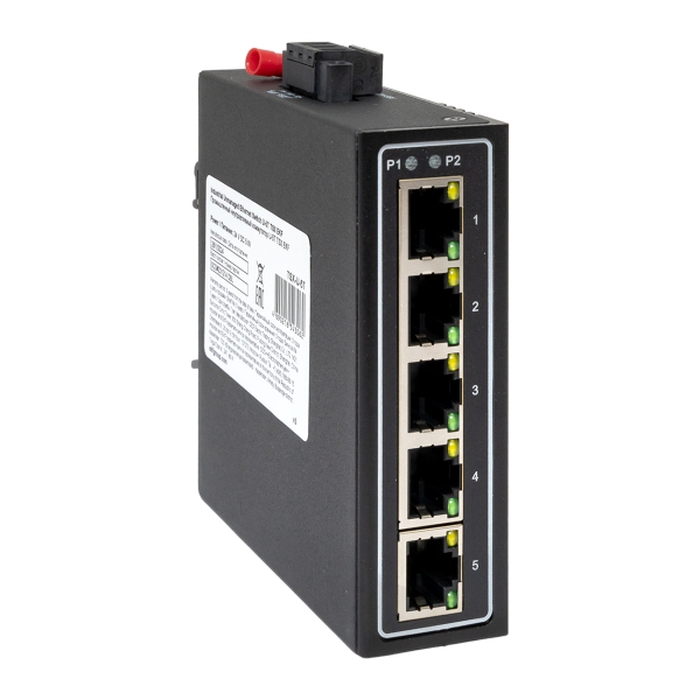 Промышленный неуправляемый коммутатор, 5 х 10/100 Base-T(X) портов RJ45. Входное напряжение 24 В DC. Производитель - EKF, серия PROxima 