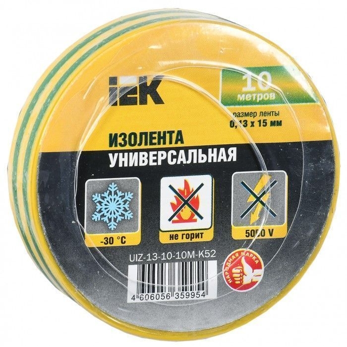 На фото: изолента uiz-13-10-10m-k52 IEK (ИЭК) 