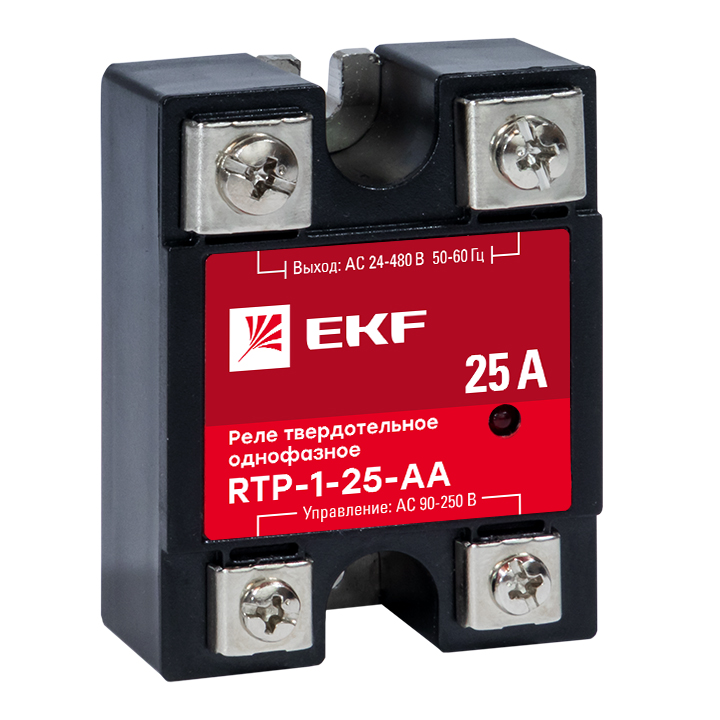 На фото: реле твердотельное однофазное rtp-25-aa ekf ЭКФ (ЕКФ)