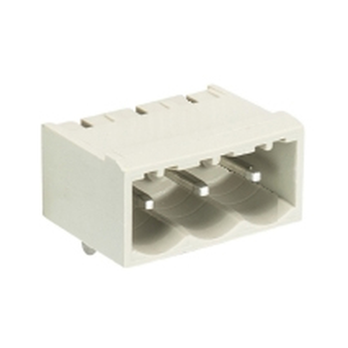 Вилочный разъем, горизонтальный, на плату, шаг: 5.0 мм, 3 полюса, фиксация на плате пайкой, исполнение: без маркировки, 300V, 12А, цвет: серый