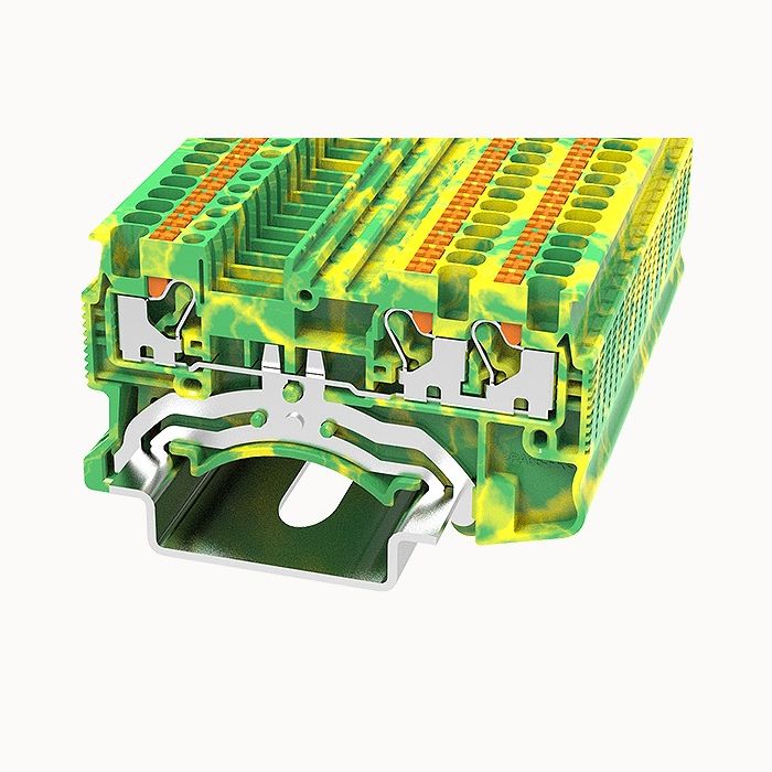 На фото: пружинные клеммы заземления ds1.5-tw-pe-01p-1c-00a(h) DEGSON (Дегсон) 