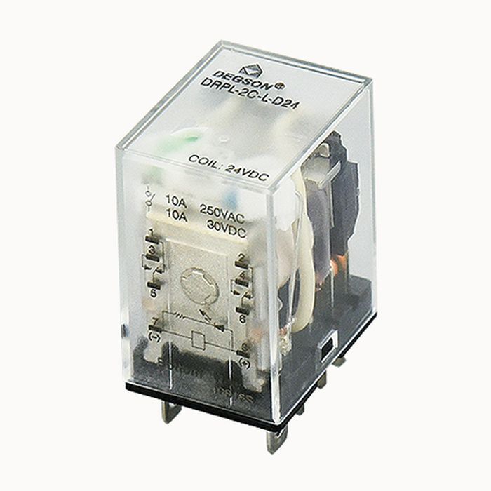 На фото промышленное реле серии DRPL drpl-2c-l-a220-02a(h) DEGSON (Дегсон) 
