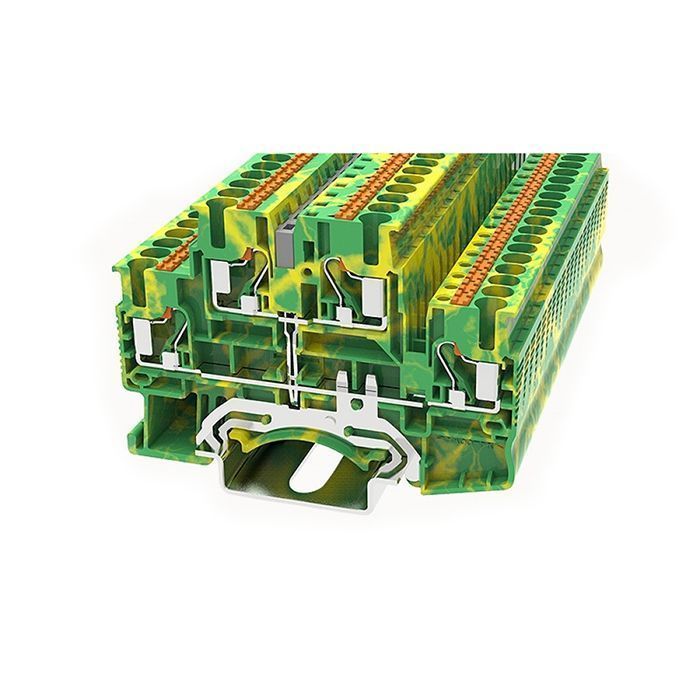 На фото: пружинные клеммы заземления dskk2.5-pe-01p-1c-00a(h) DEGSON (Дегсон) 