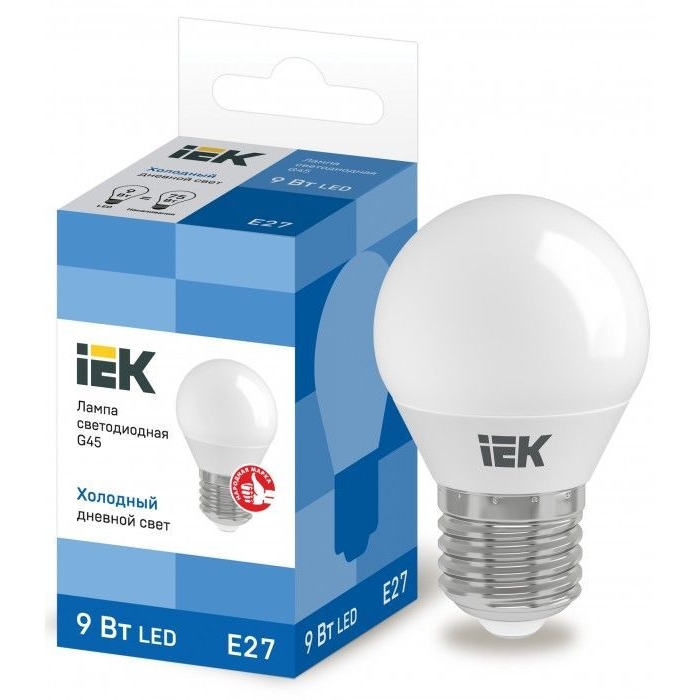 На фото: LED лампы и светильники lle-g45-9-230-65-e27 IEK (ИЭК) 