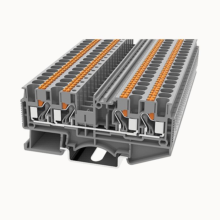 На фото: проходные пружинные клеммы ds4-qu-01p-13-00z(h) DEGSON (Дегсон) 