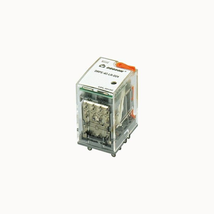 На фото: промышленное реле drpe-4c-lr-d24-02z(h) DEGSON (Дегсон) 