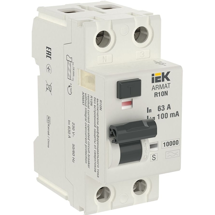 На фото: устройства дифференциальной защиты ar-r10n-2-063as100 IEK (ИЭК)