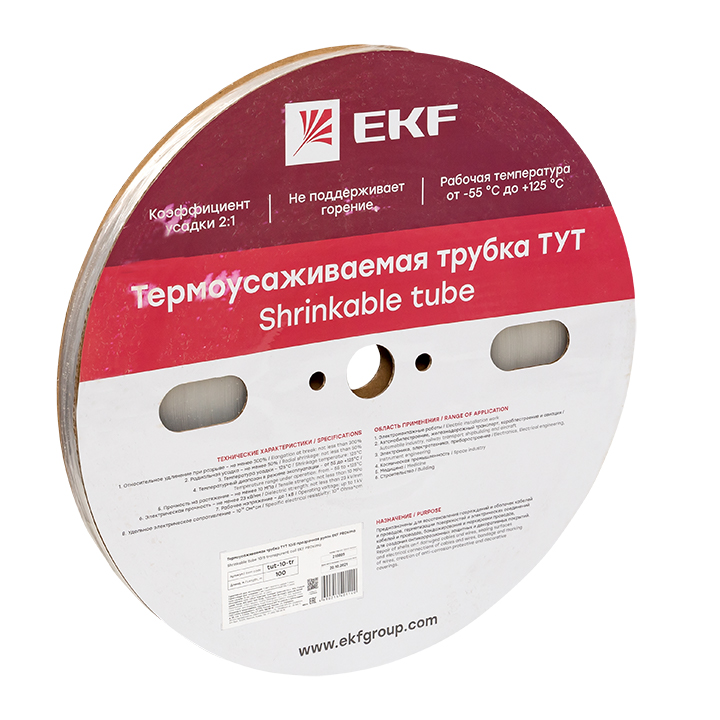 На фото: термоусадочная трубка тут 10/5 прозрачная рулон ekf ЭКФ (ЕКФ)