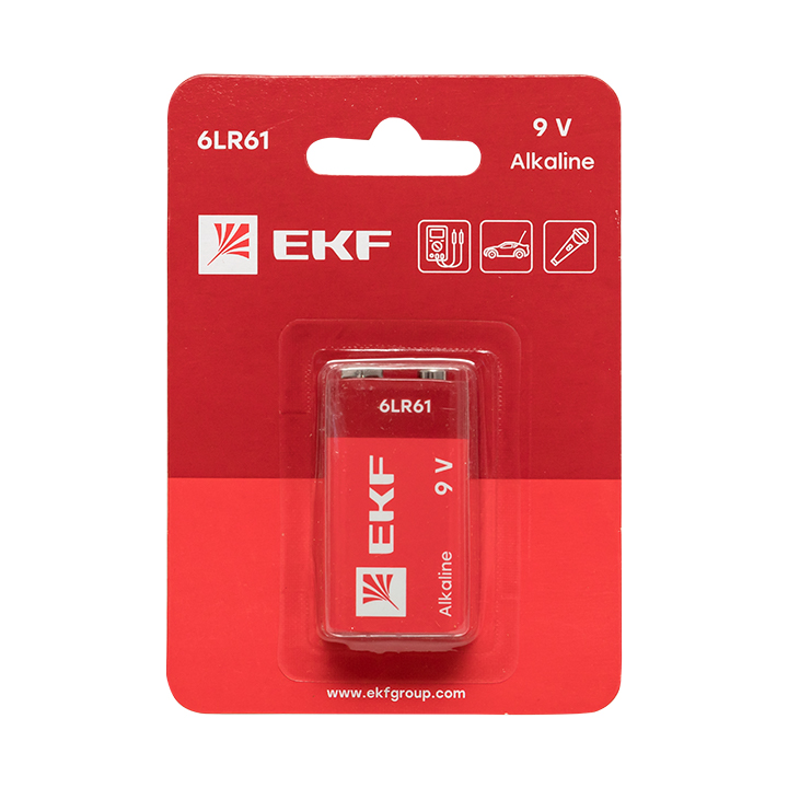 На фото: алкалиновая батарейка 9v(6lr61) блистер 1шт. ekf ЭКФ (ЕКФ)
