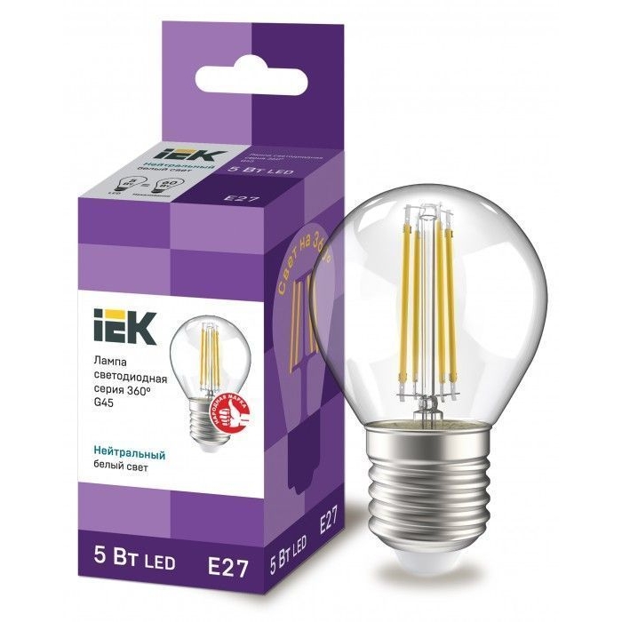 На фото: LED лампы и светильники llf-g45-5-230-40-e27-cl IEK (ИЭК) 