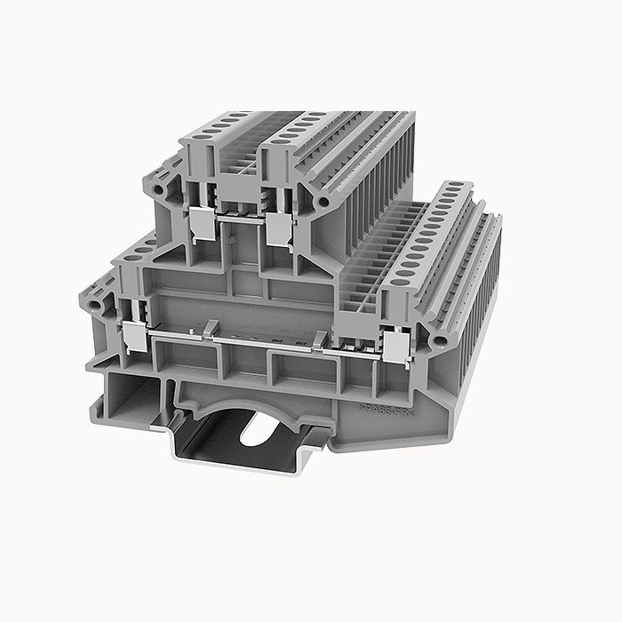 Фото Клемма винтовая двухуровневая 2,5мм2 синяя, ширина 5,1мм, номинальный ток 24А dckkb2.5-01p-12-00z(h) DEGSON